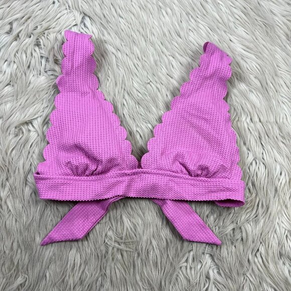 Aerie Textured Scallop Edge Triangle Bikini Top - Picture 1 of 4